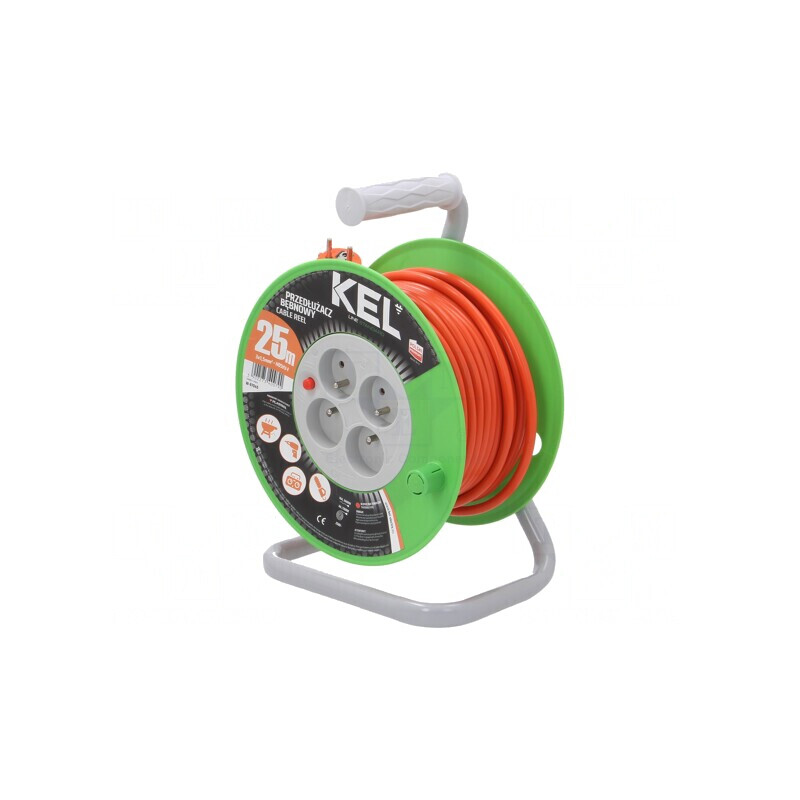 Prelungitor Bobinat cu 4 Prize PVC Portocaliu 25m | Electronic-mag.ro | Componente Electronice