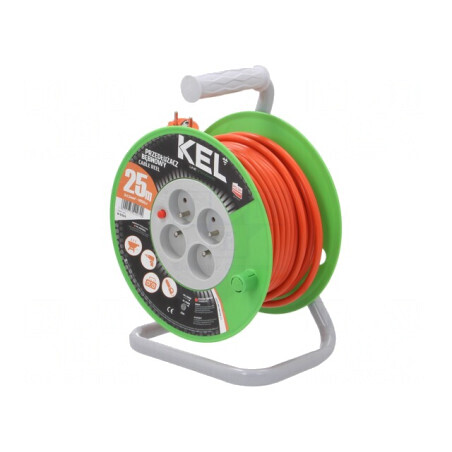 Prelungitor Bobinat cu 4 Prize PVC Portocaliu 25m | Electronic-mag.ro | Componente Electronice