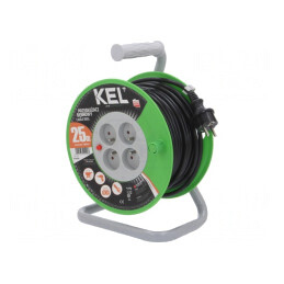 Prelungitor Bobinat 4 Prize PVC Negru 3x1.5mm2 | Electronic-mag.ro | Componente Electronice