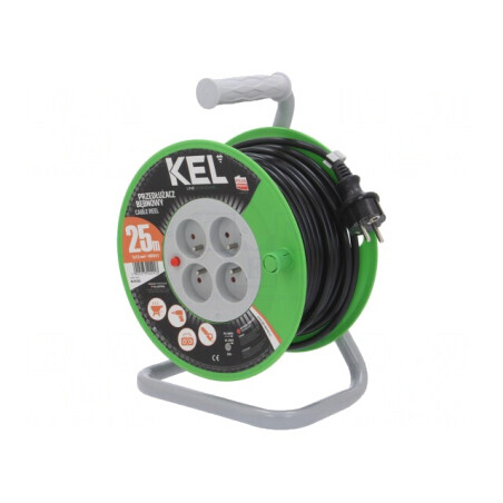 Prelungitor Bobinat 4 Prize PVC Negru 3x1.5mm2 | Electronic-mag.ro | Componente Electronice