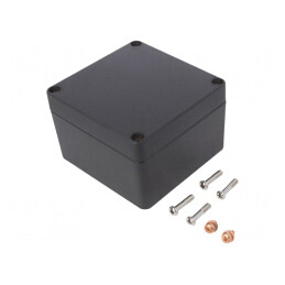 Carcasă Universală Aluminiu Neagră 120mm x 122mm x 81mm | Electronic-mag.ro | Componente Electronice