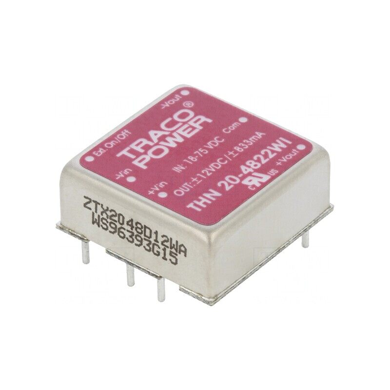 Convertor DC/DC 20W 18-75V la 12V/-12V THN 20-4822WI | Electronic-mag.ro | Componente Electronice