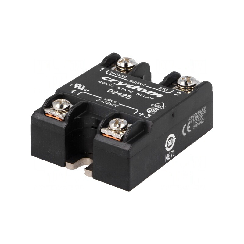 Releu Semiconductor 25A 1-Fazat D2425 3-32VDC 24-280VAC | Electronic-mag.ro | Componente Electronice