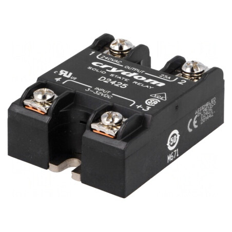 Releu Semiconductor 25A 1-Fazat D2425 3-32VDC 24-280VAC | Electronic-mag.ro | Componente Electronice