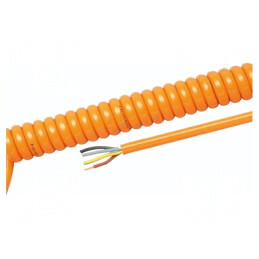 Cablu spiralat neecranat PUR portocaliu 1m