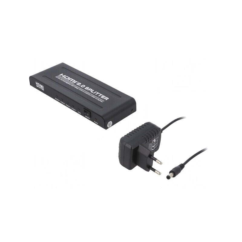 Splitter HDMI 2.0 Negru cu Intrare DC și HDMI | Electronic-mag.ro | Componente Electronice