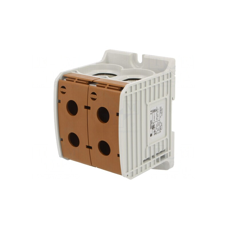 Conector Șine 300mm2 1 Pista 4 Borne Maro TS35 | Electronic-mag.ro | Componente Electronice