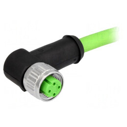 Mufă M12 Ethernet 7,5m cu cablu, 4 pini, mamă | Electronic-mag.ro | Componente Electronice