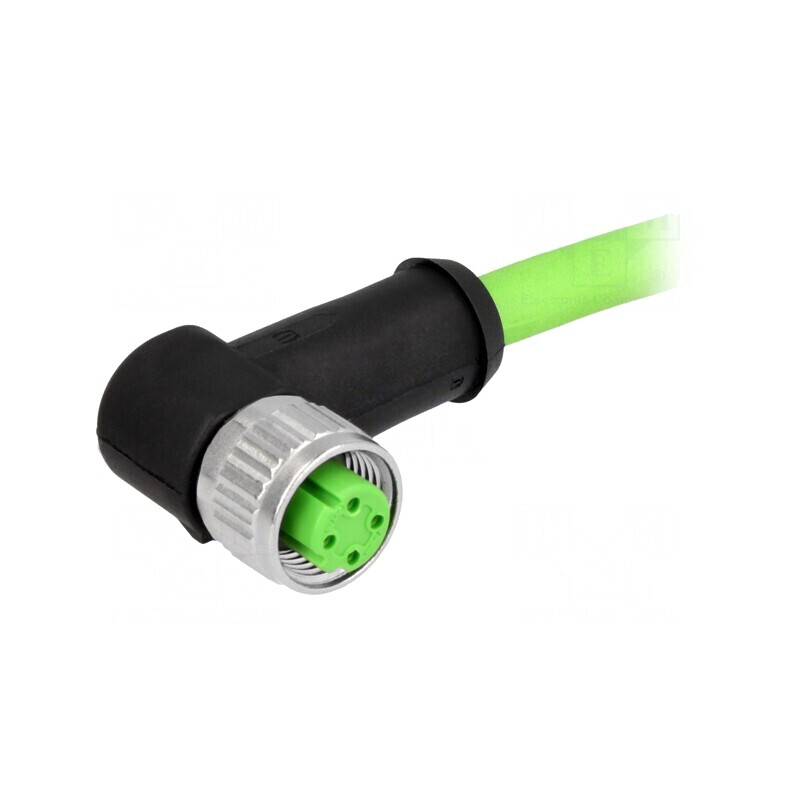 Mufă M12 Ethernet 7,5m cu cablu, 4 pini, mamă | Electronic-mag.ro | Componente Electronice