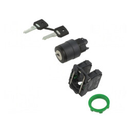 Comutator Rotativ cu Cheie 22mm 3NO Negru | Electronic-mag.ro | Componente Electronice