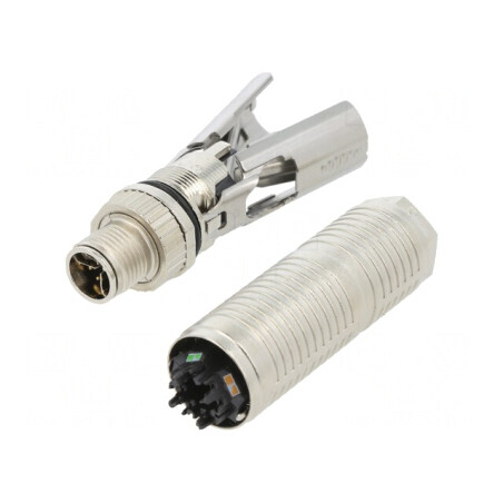 Mufă M12 8 pini tată pe cablu IDC IP67 drept | Electronic-mag.ro | Componente Electronice