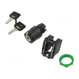 Comutator rotativ cu cheie 22mm 3 NO negru | Electronic-mag.ro | Componente Electronice