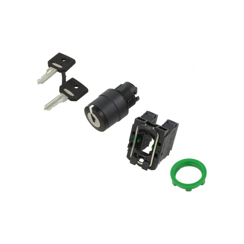 Comutator rotativ cu cheie 22mm 3 NO negru | Electronic-mag.ro | Componente Electronice