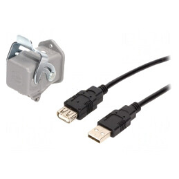 Cablu-adaptor USB A soclu-mufă USB 2.0 IP65 3m | Electronic-mag.ro | Componente Electronice