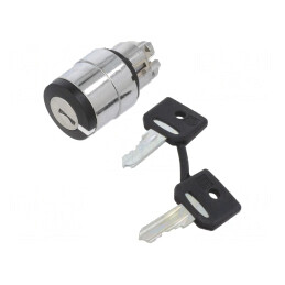 Comutator Rotativ cu Cheie 22mm Negru 2 Poziții | Electronic-mag.ro | Componente Electronice