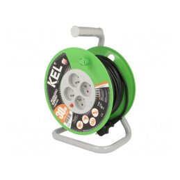 Prelungitor Bobinat 30m cu 4 Prize Negru PVC 3x1mm2 | Electronic-mag.ro | Componente Electronice