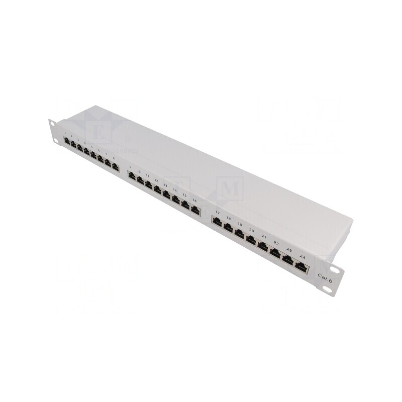 Patch Panel 24 Porturi RJ45 Cat6 Gri 19" pentru Rack | Electronic-mag.ro | Componente Electronice