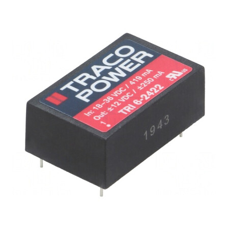 Convertor DC/DC 6W 18-36V la 12V/ -12V TRI 6-2422 | Electronic-mag.ro | Componente Electronice