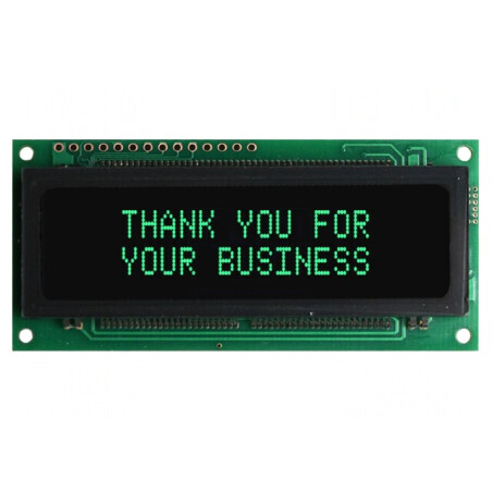Afișaj VFD Alfanumeric 16x2 Verde 5,34mm 500cd/m2 | Electronic-mag.ro | Componente Electronice