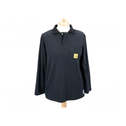 Bluză polo cu mânecă lungă ESD neagră XL
