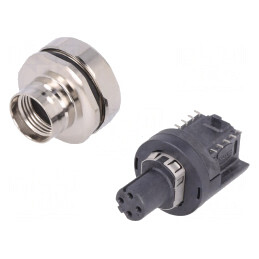 Soclu M12 4-Pin Mamă Ethernet SMT IP65/IP67 | Electronic-mag.ro | Componente Electronice