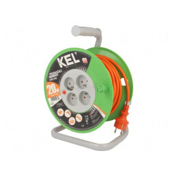 Prelungitor Bobinat 20m, 4 Prize, PVC Portocaliu | Electronic-mag.ro | Componente Electronice