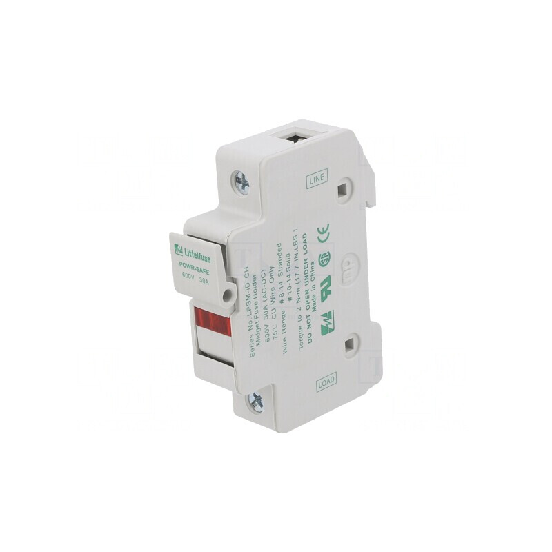 Clemă siguranțe cilindrice 10x38mm pentru șină DIN 30A 600V | Electronic-mag.ro | Componente Electronice