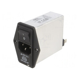 Conector Alimentare AC Soclu Tată 10A 250VAC C14 | Electronic-mag.ro | Componente Electronice