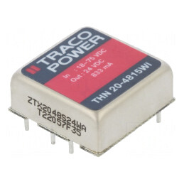 Convertor DC/DC 20W 18-75V la 24V 833mA THN 20-4815WI | Electronic-mag.ro | Componente Electronice