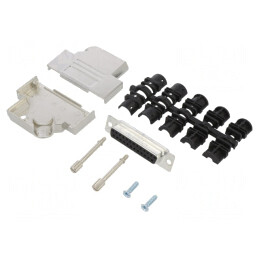 Conector D-Sub 25 pini tată unghi 45° terminal şurub cablu | Electronic-mag.ro | Componente Electronice
