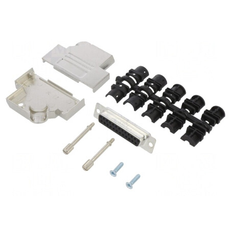 Conector D-Sub 25 pini tată unghi 45° terminal şurub cablu | Electronic-mag.ro | Componente Electronice