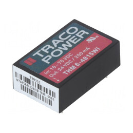 Convertor DC/DC 6W 18-75V la 24V 250mA DIP24 THM 6-4815WI | Electronic-mag.ro | Componente Electronice