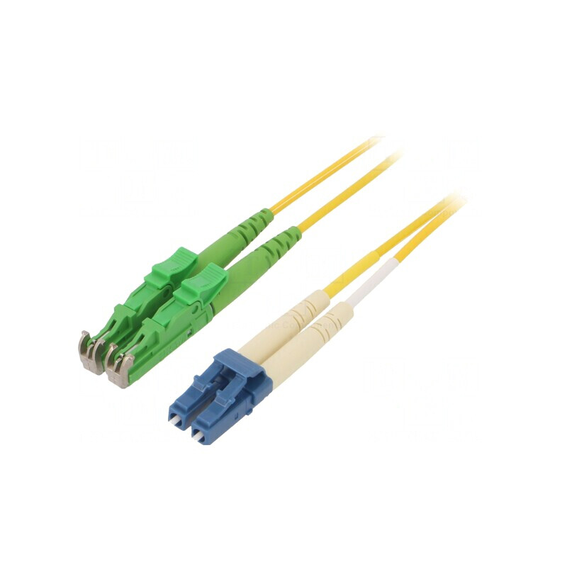 Patch cord fibră OS2 E2000/APC la LC/UPC 10m galben LSZH | Electronic-mag.ro | Componente Electronice