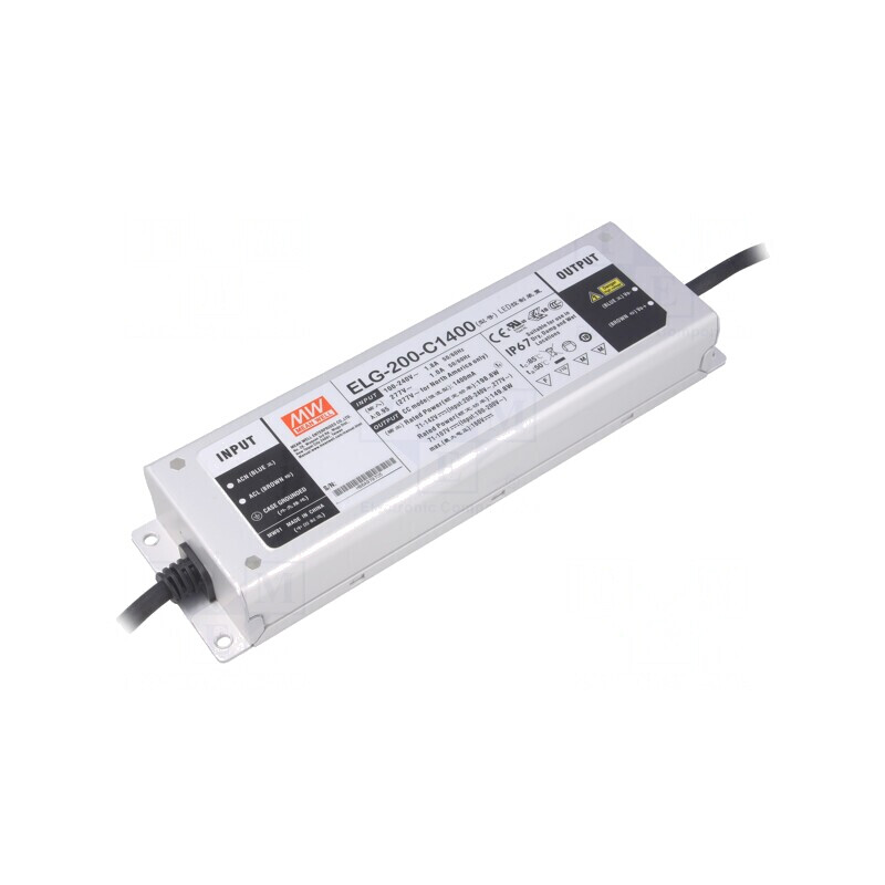 Alimentator LED 198.8W 71-142VDC 1400mA IP67 ELG-200-C1400 | Electronic-mag.ro | Componente Electronice Alimentator LED 198.8W 71-142VDC 1400mA IP67 ELG-200-C1400 | Electronic-mag.ro | Componente Electronice