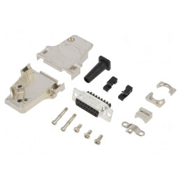 Conector D-Sub 15-Pini Mamă Unghi 45° Terminal cu Șurub pe Cablu | Electronic-mag.ro | Componente Electronice