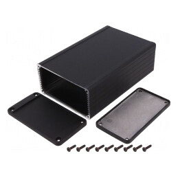 Carcasă aluminiu neagră IP54 104x160x55mm | Electronic-mag.ro | Componente Electronice