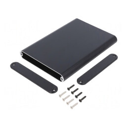 Carcasă aluminiu neagră 100x144x16mm | Electronic-mag.ro | Componente Electronice