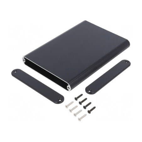 Carcasă aluminiu neagră 100x144x16mm | Electronic-mag.ro | Componente Electronice