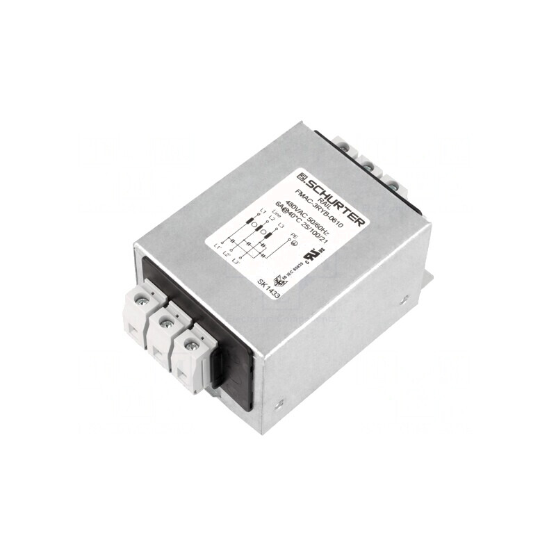 Filtru Anti-Interferențe Trifazic 480VAC 6A 61x75x48mm | Electronic-mag.ro | Componente Electronice