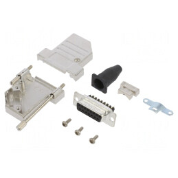 Conector D-Sub 15 pini mamă 45° terminal cu șurub pe cablu | Electronic-mag.ro | Componente Electronice