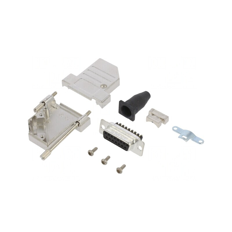 Conector D-Sub 15 pini mamă 45° terminal cu șurub pe cablu | Electronic-mag.ro | Componente Electronice Conector D-Sub 15 pini mamă 45° terminal cu șurub pe cablu | Electronic-mag.ro | Componente Electronice