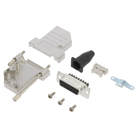 Conector D-Sub 15 pini mamă 45° terminal cu șurub pe cablu | Electronic-mag.ro | Componente Electronice