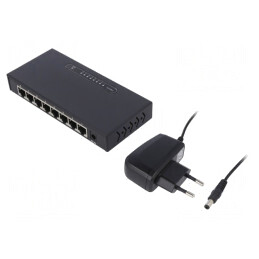 Switch Gigabit Ethernet | neagră | WAN: RJ45 | Număr porturi: 8 | NS0111