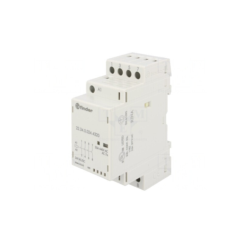Contactor 4-Poli 25A 24V NO IP20 | Electronic-mag.ro | Componente Electronice
