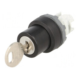 Comutator rotativ cu cheie 22mm negru 2 poziții | Electronic-mag.ro | Componente Electronice