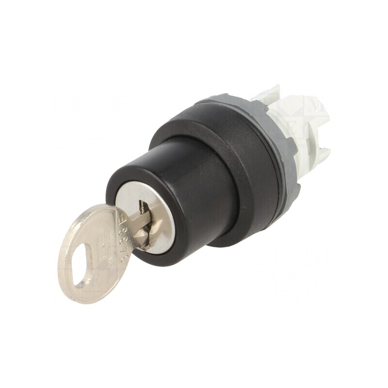 Comutator rotativ cu cheie 22mm negru 2 poziții | Electronic-mag.ro | Componente Electronice