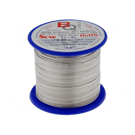Sârmă de cupru argintată 0,8mm 250g | Electronic-mag.ro | Componente Electronice