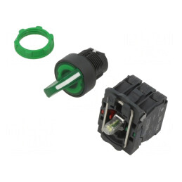 Comutator rotativ 22mm cu LED verde 230V | Electronic-mag.ro | Componente Electronice
