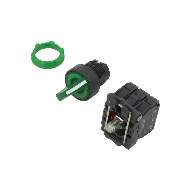 Comutator rotativ 22mm cu LED verde 230V | Electronic-mag.ro | Componente Electronice