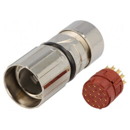 Conector M23 Mufă Femelă 17-Pin Lipire Cablu Drept Aurit 7A | Electronic-mag.ro | Componente Electronice